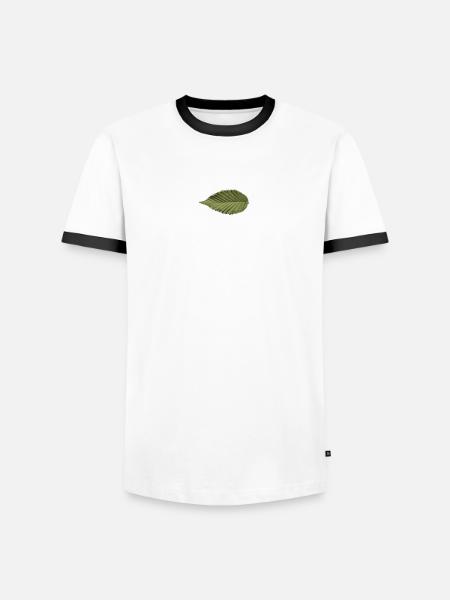 Leaf Structure Olive Green Pattern - Men's Ringer Shirt - white/black