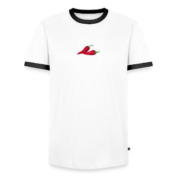 Hot chili - Men's Ringer Shirt - white/black - Front - AI Model Female 172 light (172cm) & AI Model Male 178 dark (178cm)