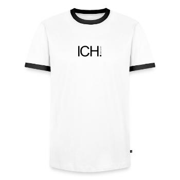 ICH steh zu mir. - Männer Kontrast-T-Shirt - Weiß/Schwarz - Vorne - AI Model Female 172 light (172cm) & AI Model Male 178 dark (178cm)