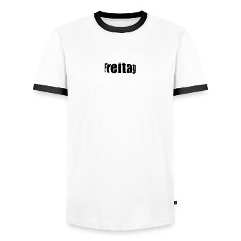 Vendredi - T-shirt contrasté Homme - blanc/noir - Devant - AI Model Female 172 light (172cm) & AI Model Male 178 dark (178cm)