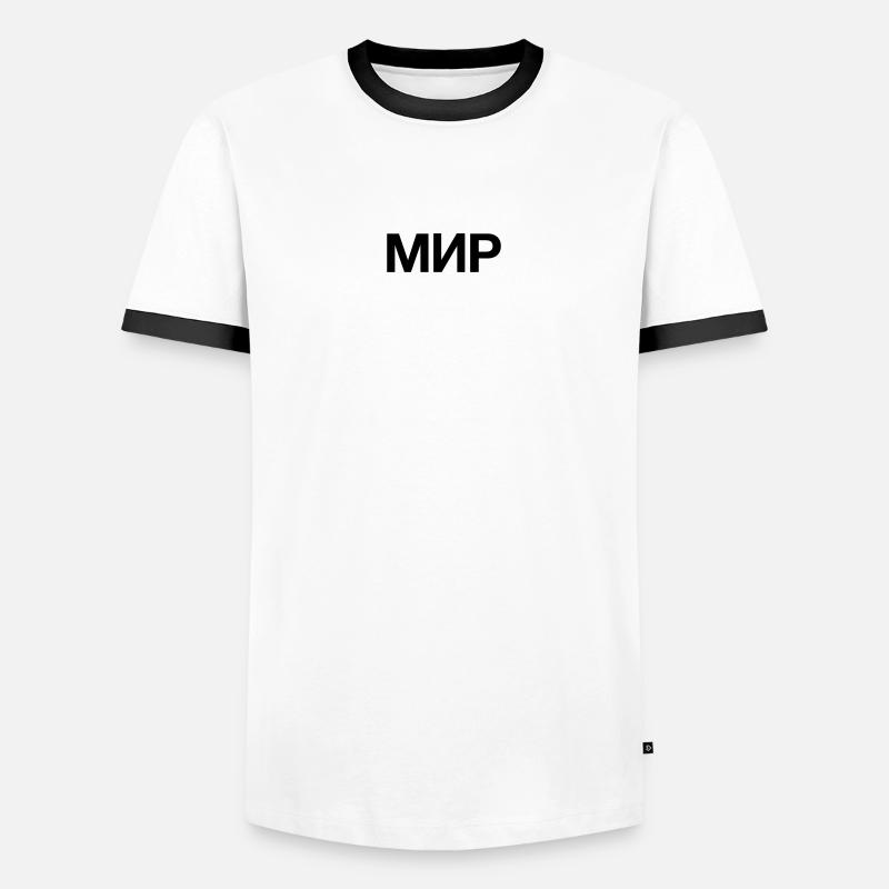 FRIEDEN - Männer Kontrast-T-Shirt - Weiß/Schwarz
