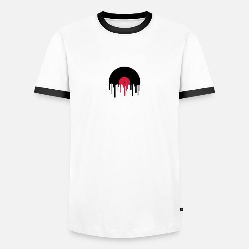 record_disc - Men's Ringer Shirt - white/black