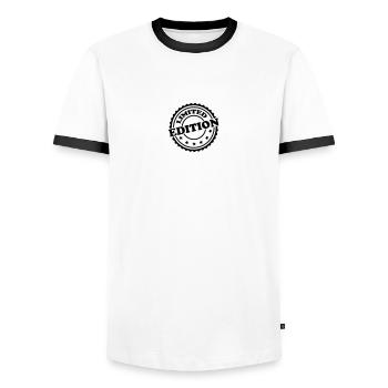 Limited Edition Stamp - T-shirt contrasté Homme - blanc/noir - Devant - AI Model Female 172 light (172cm) & AI Model Male 178 dark (178cm)