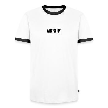archery tir à l'arc - T-shirt contrasté Homme - blanc/noir - Devant - AI Model Female 172 light (172cm) & AI Model Male 178 dark (178cm)