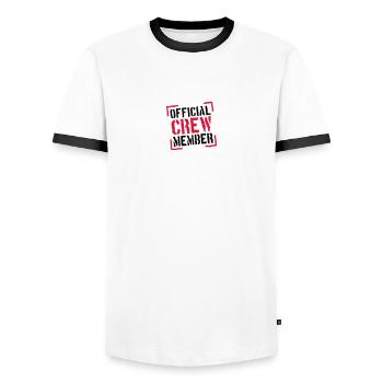 Official Crew Member Stamp Design - T-shirt contrasté Homme - blanc/noir - Devant - AI Model Female 172 light (172cm) & AI Model Male 178 dark (178cm)