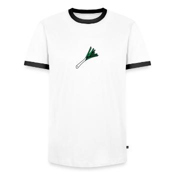 Vegetable Leek nature garden - Men's Ringer Shirt - white/black - Front - AI Model Female 172 light (172cm) & AI Model Male 178 dark (178cm)