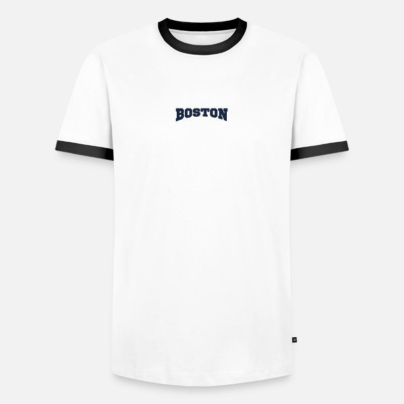 Boston Blockschrift Logo - Männer Kontrast-T-Shirt - Weiß/Schwarz