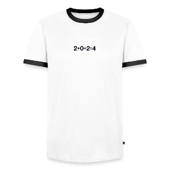 2024 - T-shirt contrasté Homme - blanc/noir - Devant - AI Model Female 172 light (172cm) & AI Model Male 178 dark (178cm)
