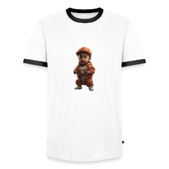 Bébé Hip hop - T-shirt contrasté Homme - blanc/noir - Devant - AI Model Female 172 light (172cm) & AI Model Male 178 dark (178cm)