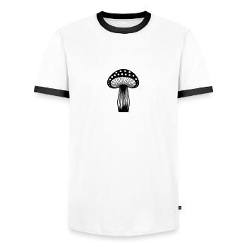 Mushroom - Men's Ringer Shirt - white/black - Front - AI Model Female 172 light (172cm) & AI Model Male 178 dark (178cm)