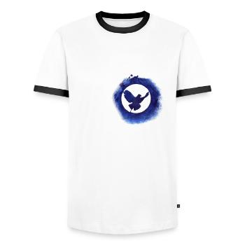 Friedenstaube - Männer Kontrast-T-Shirt - Weiß/Schwarz - Vorne - AI Model Female 172 light (172cm) & AI Model Male 178 dark (178cm)