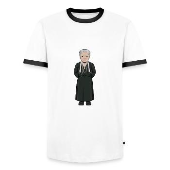 Selma Lagerlöf - T-shirt contrasté Homme - blanc/noir - Devant - AI Model Female 172 light (172cm) & AI Model Male 178 dark (178cm)
