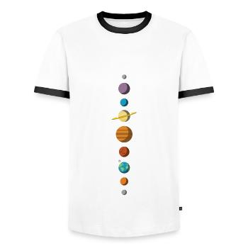 Solar system - Men's Ringer Shirt - white/black - Front - AI Model Female 172 light (172cm) & AI Model Male 178 dark (178cm)