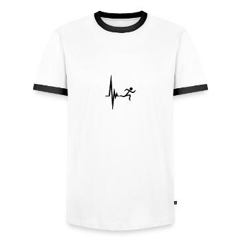Herzschlag Puls Frequenz Icon Rennen - Männer Kontrast-T-Shirt - Weiß/Schwarz - Vorne - AI Model Female 172 light (172cm) & AI Model Male 178 dark (178cm)