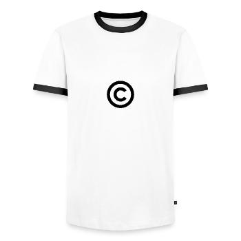 Black Copyright Symbol - Men's Ringer Shirt - white/black - Front - AI Model Female 172 light (172cm) & AI Model Male 178 dark (178cm)
