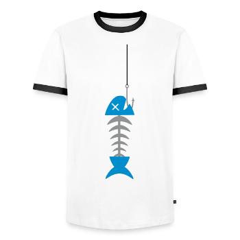 Poissons poissons des pêcheurs de poissons crâne s - T-shirt contrasté Homme - blanc/noir - Devant - AI Model Female 172 light (172cm) & AI Model Male 178 dark (178cm)
