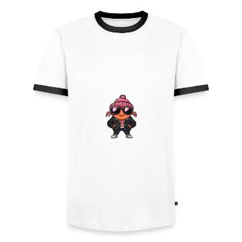 Crabe Crabe Hiver - T-shirt contrasté Homme - blanc/noir - Devant - AI Model Female 172 light (172cm) & AI Model Male 178 dark (178cm)