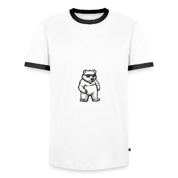 Polar Bear Cool Comic - Men's Ringer Shirt - white/black - Front - AI Model Female 172 light (172cm) & AI Model Male 178 dark (178cm)