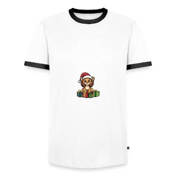 Cadeaux de bande dessinée de Noël Lion - T-shirt contrasté Homme - blanc/noir - Devant - AI Model Female 172 light (172cm) & AI Model Male 178 dark (178cm)