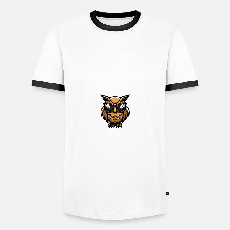 Eule Cool Comic - Männer Kontrast-T-Shirt - Weiß/Schwarz