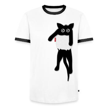 Chilling cat - chilling cat t-shirt design - Men's Ringer Shirt - white/black - Front - AI Model Female 172 light (172cm) & AI Model Male 178 dark (178cm)