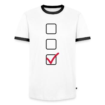 Checkliste - Männer Kontrast-T-Shirt - Weiß/Schwarz - Vorne - AI Model Female 172 light (172cm) & AI Model Male 178 dark (178cm)