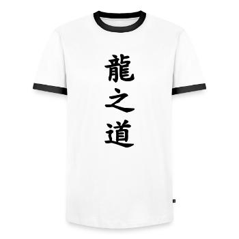 Der Weg des Drachen - Männer Kontrast-T-Shirt - Weiß/Schwarz - Vorne - AI Model Female 172 light (172cm) & AI Model Male 178 dark (178cm)
