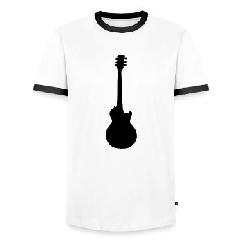 guitar gibson electric guitar - Men's Ringer Shirt - white/black - Front - AI Model Female 172 light (172cm) & AI Model Male 178 dark (178cm)