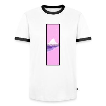Pinker Strand - Männer Kontrast-T-Shirt - Weiß/Schwarz - Vorne - AI Model Female 172 light (172cm) & AI Model Male 178 dark (178cm)
