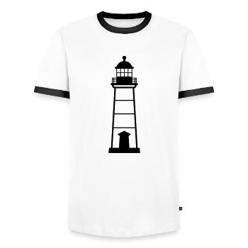 Lighthouse - Men's Ringer Shirt - white/black - Front - AI Model Female 172 light (172cm) & AI Model Male 178 dark (178cm)