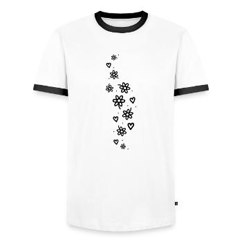 Floral Glitter - Men's Ringer Shirt - white/black - Front - AI Model Female 172 light (172cm) & AI Model Male 178 dark (178cm)