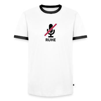 Rest - Mute - Silence - Sound off - Men's Ringer Shirt - white/black - Front - AI Model Female 172 light (172cm) & AI Model Male 178 dark (178cm)