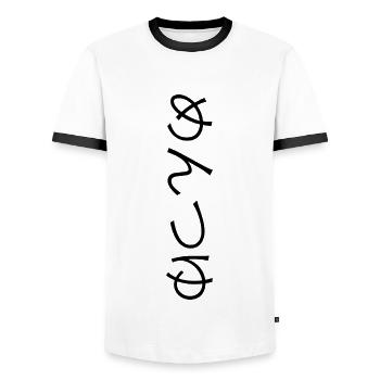 noodle soup japanese writing anime merch - Men's Ringer Shirt - white/black - Front - AI Model Female 172 light (172cm) & AI Model Male 178 dark (178cm)