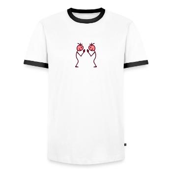 Namasté - Men's Ringer Shirt - white/black - Front - AI Model Female 172 light (172cm) & AI Model Male 178 dark (178cm)