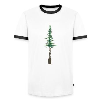 Paddling Kayak Canoe Paddle - Men's Ringer Shirt - white/black - Front - AI Model Female 172 light (172cm) & AI Model Male 178 dark (178cm)