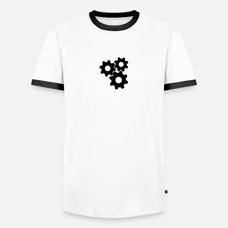Gears - Männer Kontrast-T-Shirt - Weiß/Schwarz