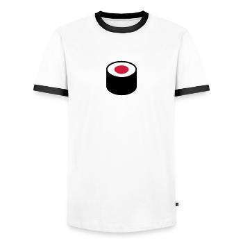 Sushi - T-shirt contrasté Homme - blanc/noir - Devant - AI Model Female 172 light (172cm) & AI Model Male 178 dark (178cm)