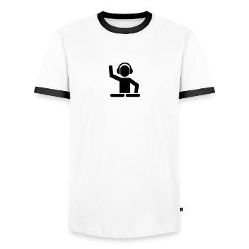 DJ - T-shirt contrasté Homme - blanc/noir - Devant - AI Model Female 172 light (172cm) & AI Model Male 178 dark (178cm)