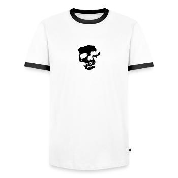 Skeleton skull skull dead evil - Men's Ringer Shirt - white/black - Front - AI Model Female 172 light (172cm) & AI Model Male 178 dark (178cm)