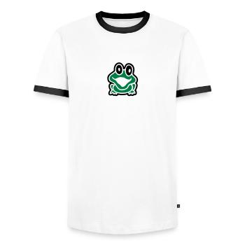 frosch_100 - Men's Ringer Shirt - white/black - Front - AI Model Female 172 light (172cm) & AI Model Male 178 dark (178cm)