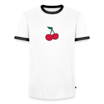 2 cerise feuille conception savoureuse - T-shirt contrasté Homme - blanc/noir - Devant - AI Model Female 172 light (172cm) & AI Model Male 178 dark (178cm)