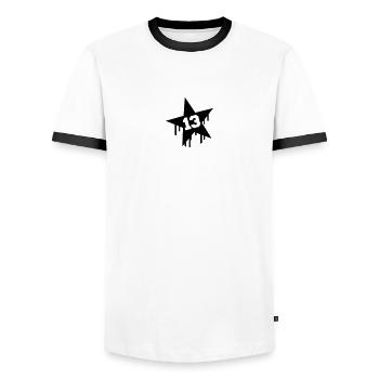 13 Star - T-shirt contrasté Homme - blanc/noir - Devant - AI Model Female 172 light (172cm) & AI Model Male 178 dark (178cm)