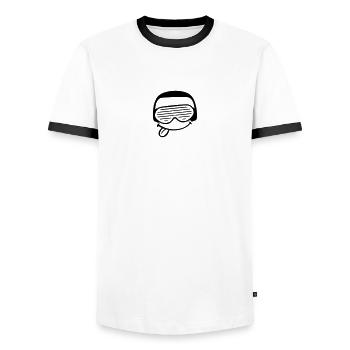 Funky DJ Face - T-shirt contrasté Homme - blanc/noir - Devant - AI Model Female 172 light (172cm) & AI Model Male 178 dark (178cm)
