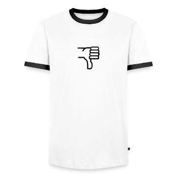 Daumen runter - Männer Kontrast-T-Shirt - Weiß/Schwarz - Vorne - AI Model Female 172 light (172cm) & AI Model Male 178 dark (178cm)