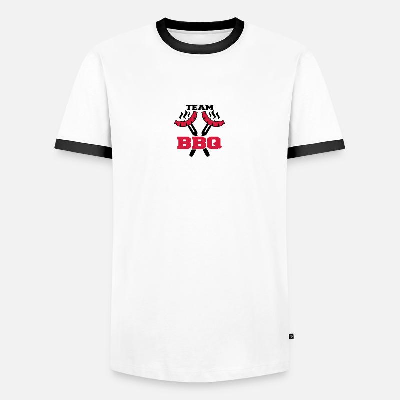 Team BBQ Logo - Men's Ringer Shirt - white/black