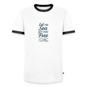 file 000000006e4c61f4b8e2987ae4c2485e - Männer Kontrast-T-Shirt - Weiß/Schwarz - Vorne - AI Model Female 172 light (172cm) & AI Model Male 178 dark (178cm)
