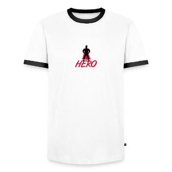 Hero - Men's Ringer Shirt - white/black - Front - AI Model Female 172 light (172cm) & AI Model Male 178 dark (178cm)