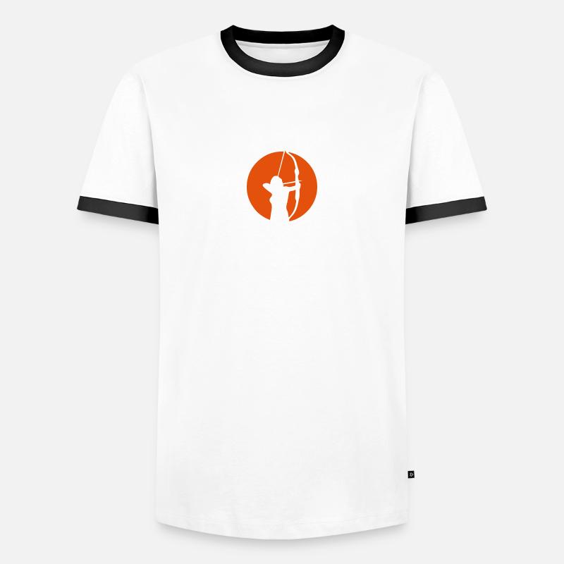 Bogenschießen Bogenschießen Logo bogenschieben3 - Männer Kontrast-T-Shirt - Weiß/Schwarz