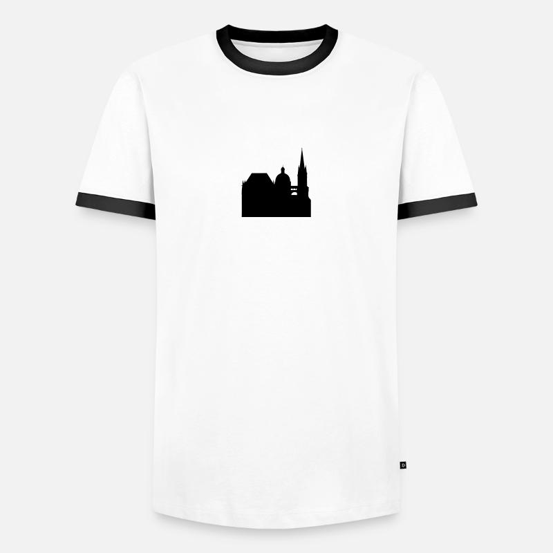 aachener dom - Männer Kontrast-T-Shirt - Weiß/Schwarz