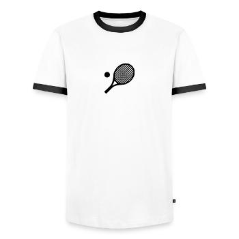 racket de tennis - T-shirt contrasté Homme - blanc/noir - Devant - AI Model Female 172 light (172cm) & AI Model Male 178 dark (178cm)
